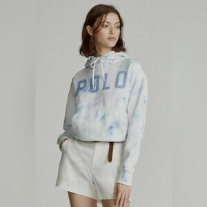 NWT Polo Ralph Lauren, tie-dye logo, distressed hoodie, paint splatter